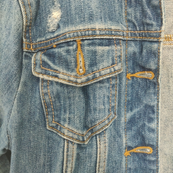 Hollister Distressed Cropped Denim Jean Jacket Button-up Cotton Small - Picture 6 of 13